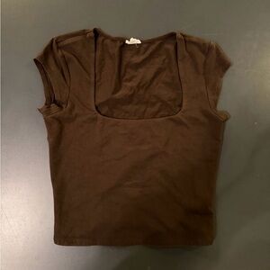 Garage Cropped Cap-Sleeve Top – Chocolate Brown